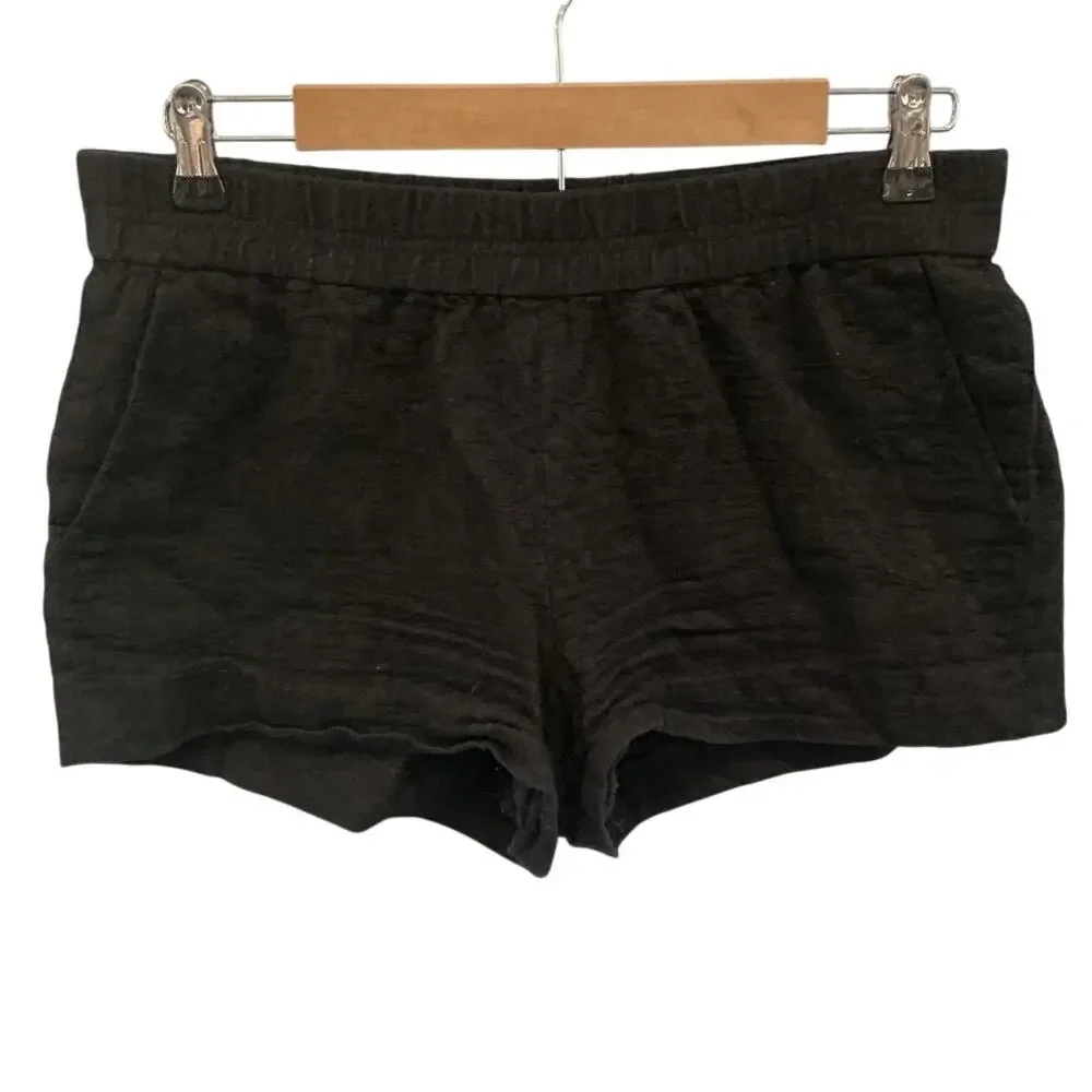 J Crew Womens Pull On Textured Cotton‎ Shorts Size 8 Black Preppy Casual Summer